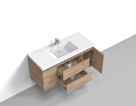 Villa White Oak Double Drawer Floating Vanity With Sink