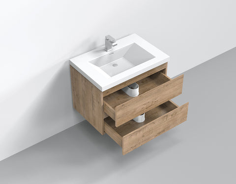Villa White Oak Double Drawer Floating Vanity With Sink