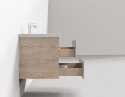 Villa White Oak Double Drawer Floating Vanity With Sink