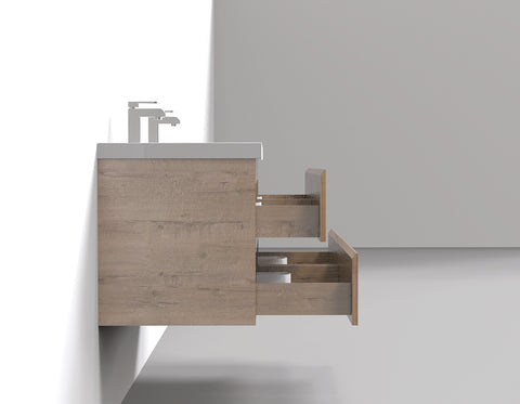 Villa White Oak Double Drawer Floating Vanity With Sink