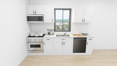 Aspen White 10-Foot Run Kitchen Cabinet Set – Unassembled, Soft-Close Drawers, Includes Sink Base and Wall Cabinets