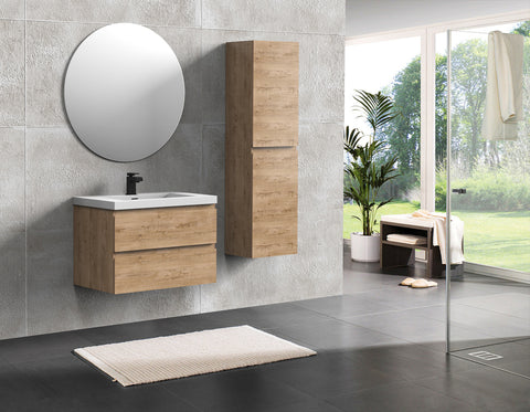 Villa White Oak Double Drawer Floating Vanity With Sink