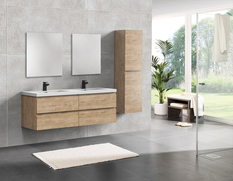 Villa White Oak Double Drawer Floating Vanity With Sink