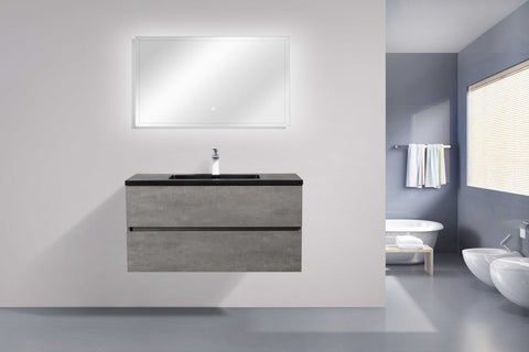 Deina Wall Mounted Bathroom Vanity with Black Quartz Integrated Top&Sink