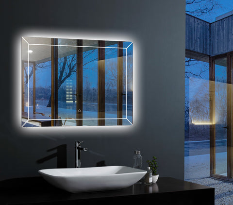 Sleek Rectangular LED Mirror with Touch Switch | 5mm Copper-Free Glass | 6000-6500K Brightness