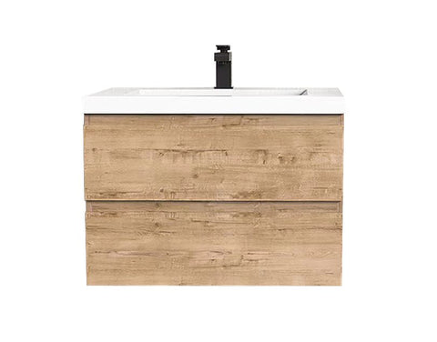 Villa White Oak Double Drawer Floating Vanity With Sink