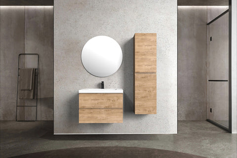 Villa White Oak Double Drawer Floating Vanity With Sink