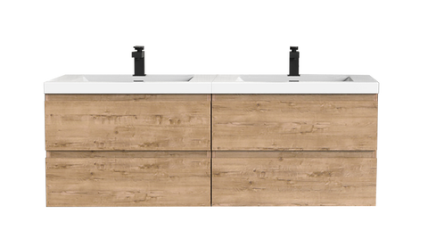 Villa White Oak Double Drawer Floating Vanity With Sink