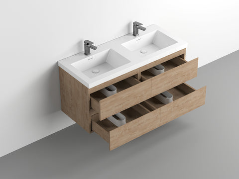 Villa White Oak Double Drawer Floating Vanity With Sink