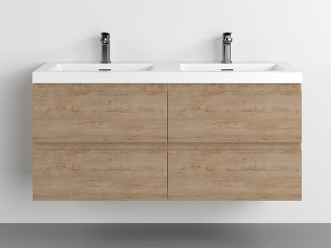 Villa White Oak Double Drawer Floating Vanity With Sink