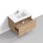 Castle White Oak Floating Vanity - Modern European Design with Quartz Countertop &amp; Innovative Storage