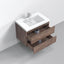 Villa Smoke Oak Double Drawer Floating Vanity with Quartz Countertop and Soft-Close Drawers, 18 3/4" Depth