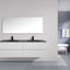 Mosese Wall Mounted White Bathroom Vanity with Black Quartz Top