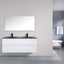Mosese Wall Mounted White Bathroom Vanity with Black Quartz Top