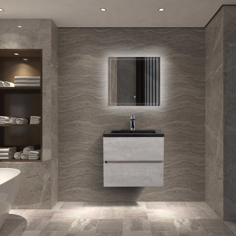 Deina Wall Mounted Bathroom Vanity with Black Quartz Integrated Top&Sink