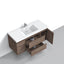 Villa Smoke Oak Double Drawer Floating Vanity with Quartz Countertop and Soft-Close Drawers, 18 3/4" Depth