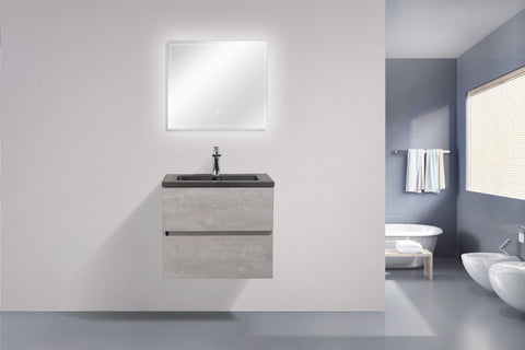 Deina Wall Mounted Bathroom Vanity with Black Quartz Integrated Top&Sink