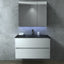 Mosese Wall Mounted White Bathroom Vanity with Black Quartz Top