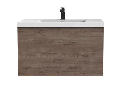 Castle Smoke Oak Drawer Floating Vanity With Sink and Embedded Drawer
