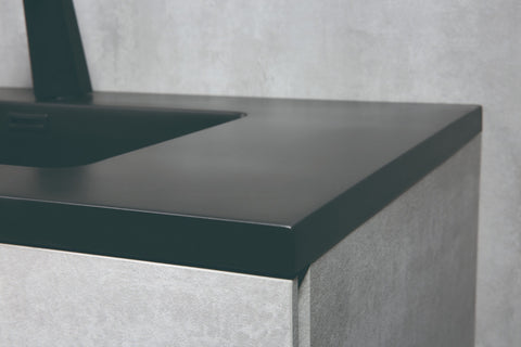 Deina Wall Mounted Bathroom Vanity with Black Quartz Integrated Top&Sink