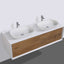 Ella Wall-Mounted Double Bathroom Vanity Set – Matte White, Push-Open Drawers, MDF Lacquered Countertop