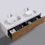 Ella Wall-Mounted Double Bathroom Vanity Set – Matte White, Push-Open Drawers, MDF Lacquered Countertop