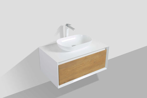 Ella Wall-Mounted Double Bathroom Vanity Set – Matte White, Push-Open Drawers, MDF Lacquered Countertop