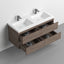 Villa Smoke Oak Double Drawer Floating Vanity with Quartz Countertop and Soft-Close Drawers, 18 3/4" Depth