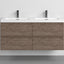 Villa Smoke Oak Double Drawer Floating Vanity with Quartz Countertop and Soft-Close Drawers, 18 3/4" Depth