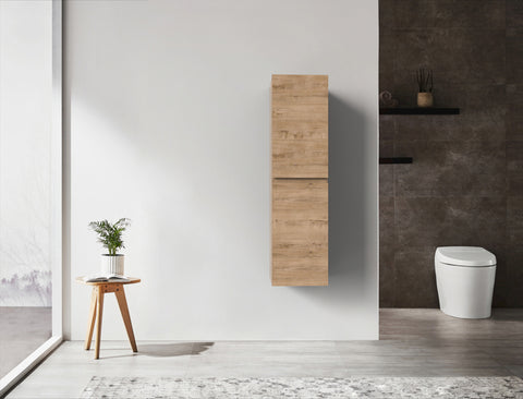 Castle White Oak Floating Vanity - Modern European Design with Quartz Countertop &amp; Innovative Storage